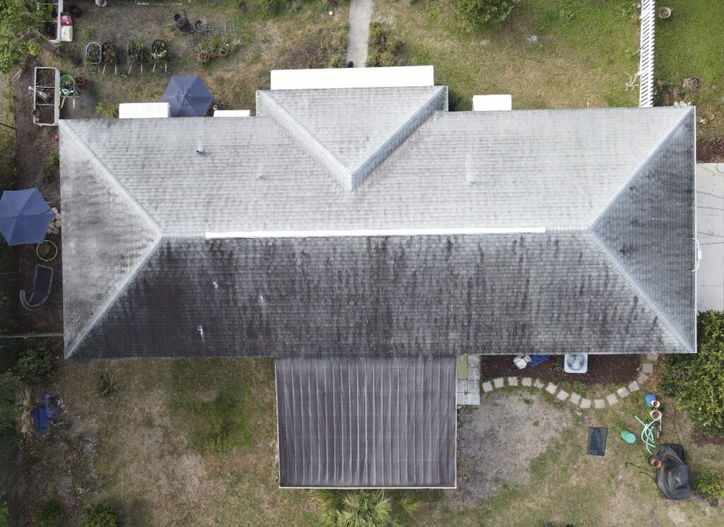 Roof before cleaning - algae and moss removal by Batterbee Roof Cleaning
